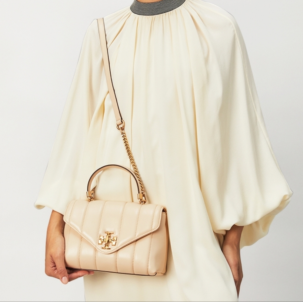 Tory Burch Kira Quilted Satchel Leather Wirh Crossbody Strap Cream